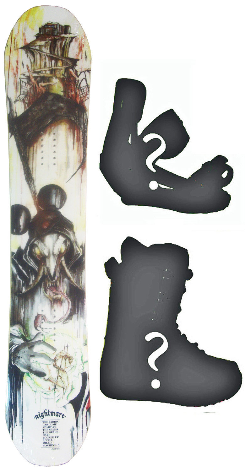 153cm  Nightmare Evil Corp W-Rocker Snowboard, Build a Package with Boots and Bindings