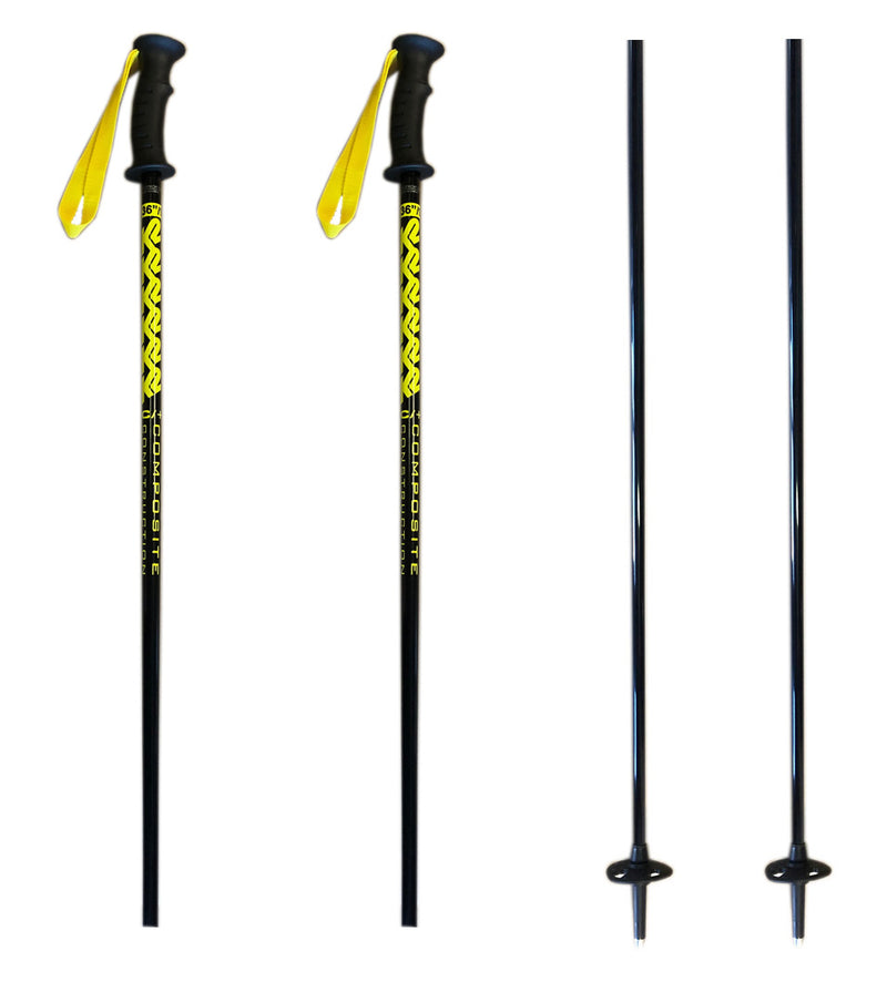 K2 Composite Power Rental Ski Poles, Ski Skiing Pole with Tab Grip, Black Yellow 36" 90cm