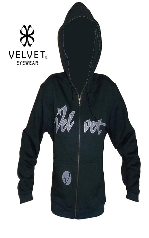 Velvet "Farrah" Zipper Hoodie womens Sweatshirt Jacket Black S M L