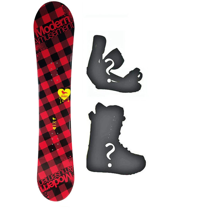 140cm Modern Amusement Santa Monica Red Rocker Womens Blem Snowboard, Build a Package with Boots and Bindings.