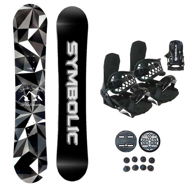 Symbolic Platinum 2025 Snowboard And Bindings Black 2PC Complete Package All Size & Wide