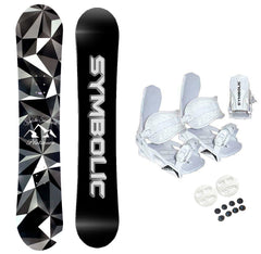 Symbolic Platinum 2025 Snowboard And White Bindings 2PC Complete Package All Size & Wide