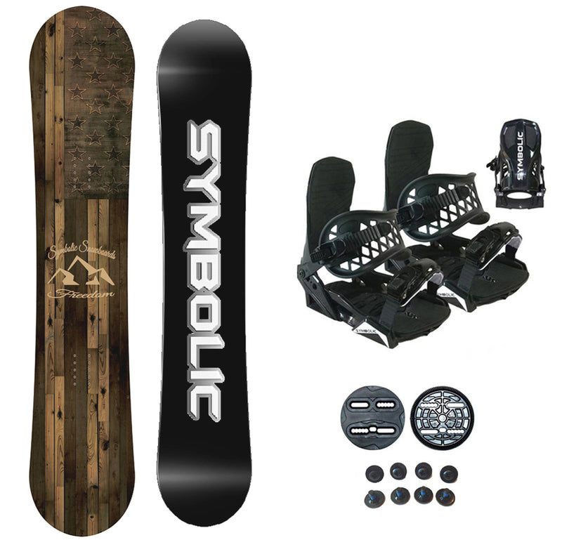 Symbolic Freedom 2025 Snowboard And Bindings Black 2PC Complete Package All Size & Wide