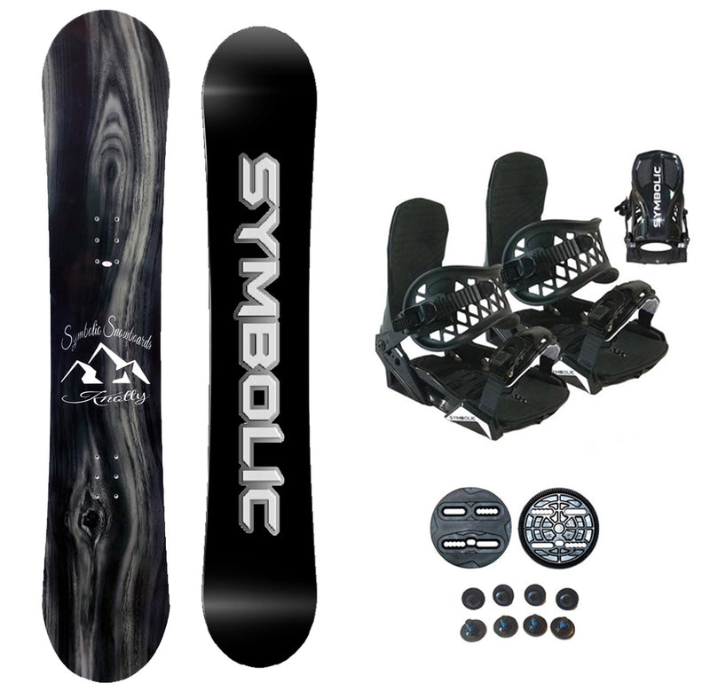 Symbolic Knotty 2025 Snowboard And Bindings Black 2PC Complete Package All Size & Wide