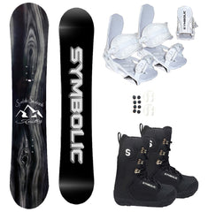 Symbolic Knotty Men's Snowboard And White Bindings With Boots 3PC Complete Package Size & Wide