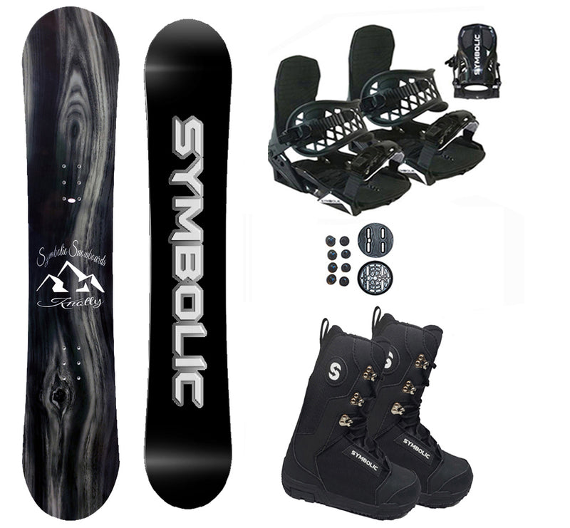 Symbolic Knotty Women's Snowboard And Black Bindings With Boots 3PC Complete Package