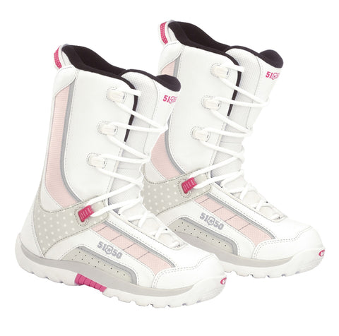5150 Brigade White Pink Star Girls Snowboard Boots Sizes 5