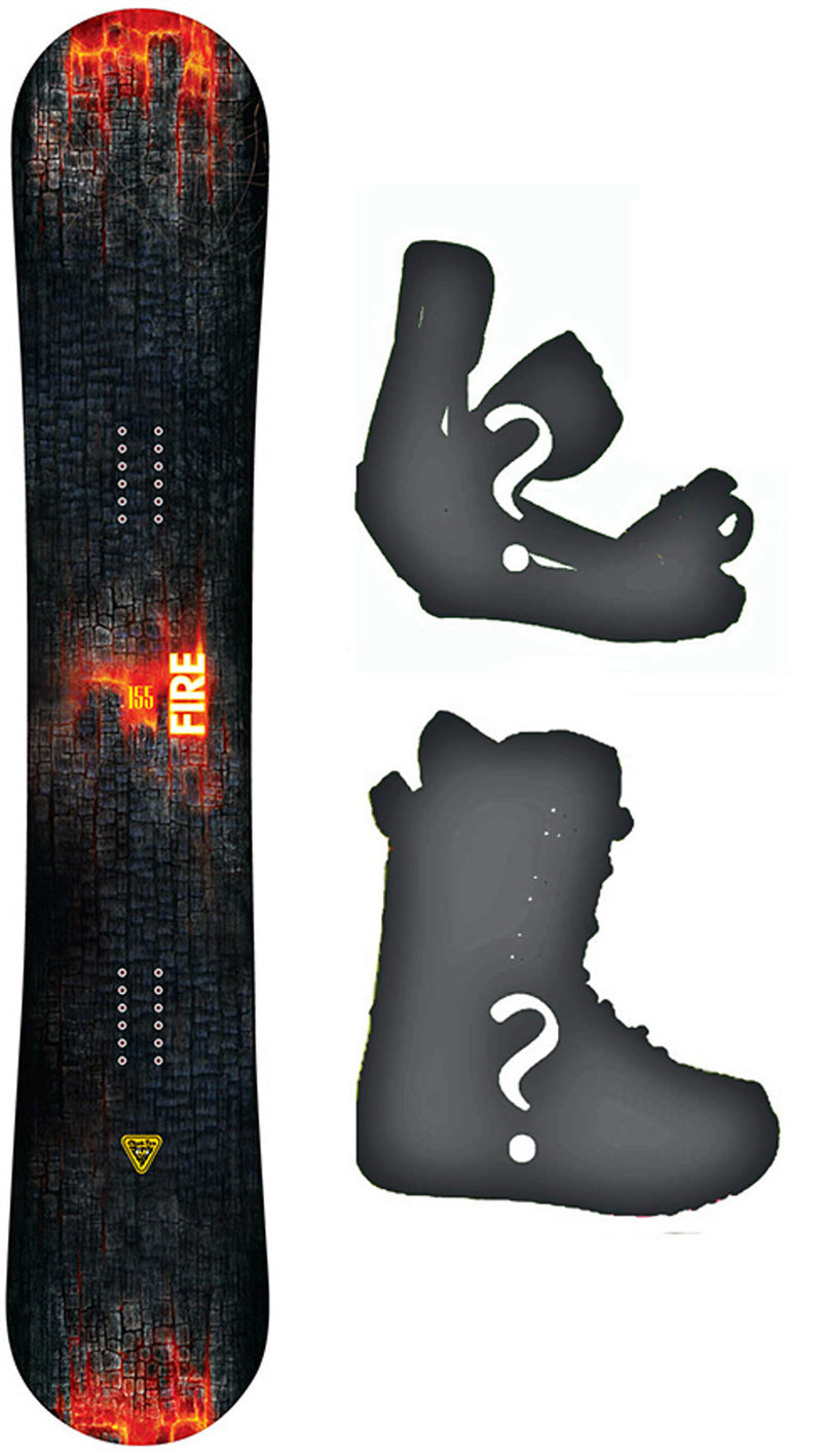 163cm Wide Black Fire Fire Coal Camber Blem Snowboard, Build a Package with Boots and Bindings