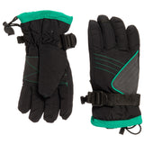 Igloos AquaE4 Snowboard / Ski Gloves - Waterproof, Insulated Black Green Kid Youth S/M - M/L