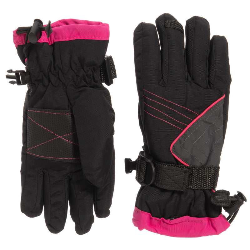 Igloos AquaE4 Snowboard / Ski Gloves - Waterproof, Insulated Black Pink Kid Youth S/M - M/L