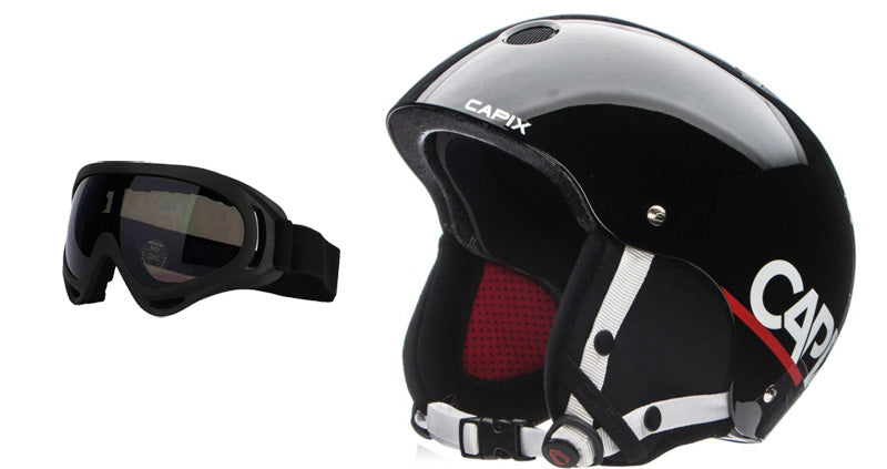 Capix Team Helmet & Goggles Recon Combo Black-Red Snowboard Ski Packag