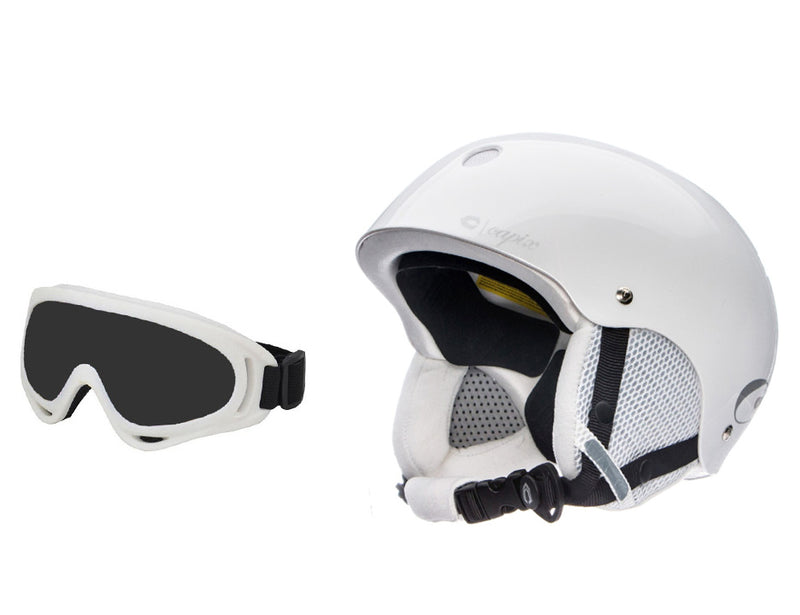 Capix Shorty White Gray Helmet & Goggles Recon Combo Snowboard Ski Package Xs Small