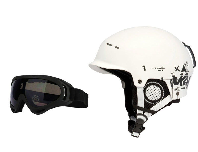 K2 Rant Visor White Helmet & Goggles Recon Combo Snowboard Ski Package