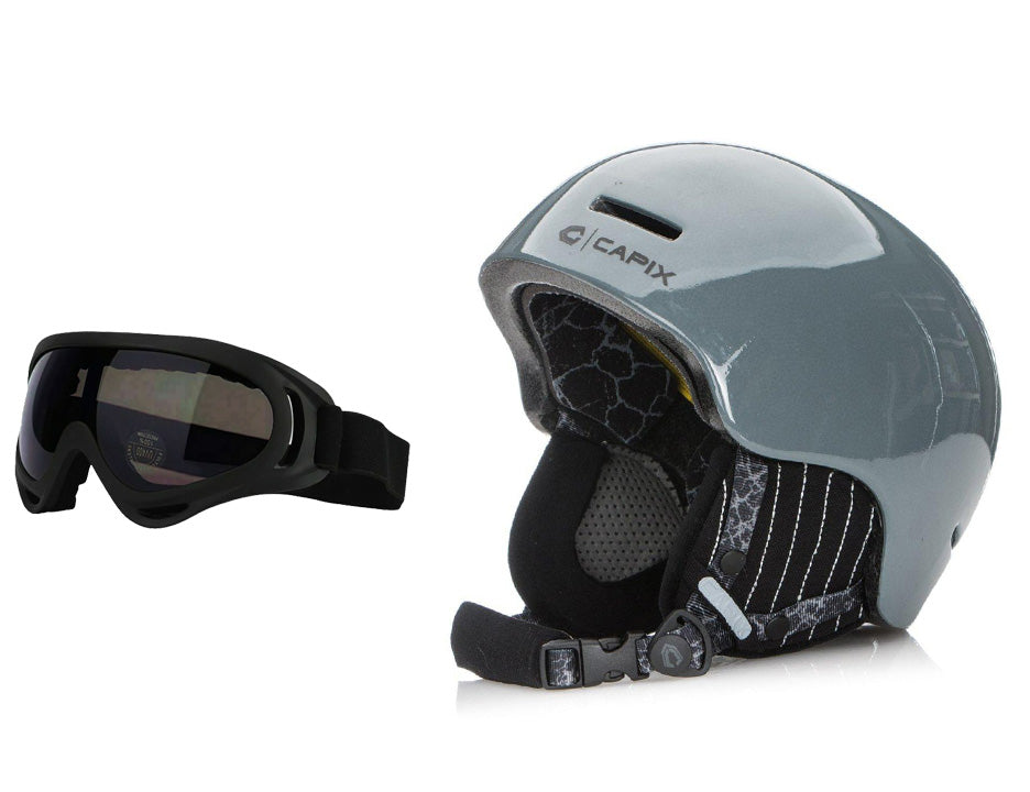 ski helmet goggles combo Capix Supreme Helmet & Goggles Recon Combo Gray Black Snowboard Ski Pa