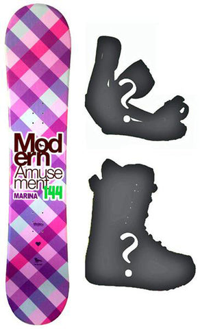 140cm Modern Amusement Marina Pink Womens's Girl's Snowboard, or Build a Package with Boots and Bindings.