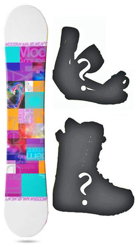 140cm Modern Amusement Dream White Womens's Girl's Snowboard, or Build a Package with Boots and Bindings