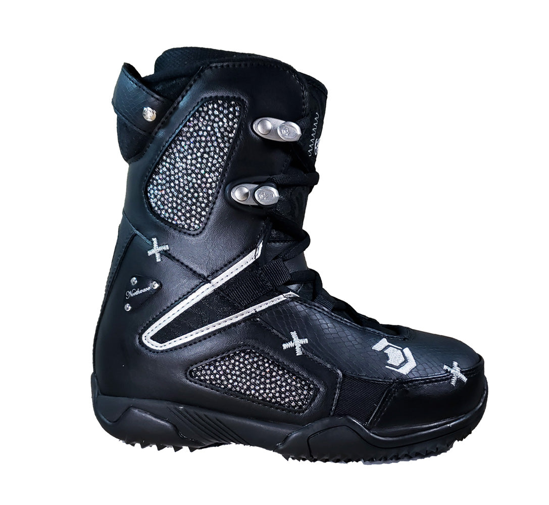 Northwave Freedom Super Lace Snowboard Boots Black Silver Womens 5 (Girls 3)