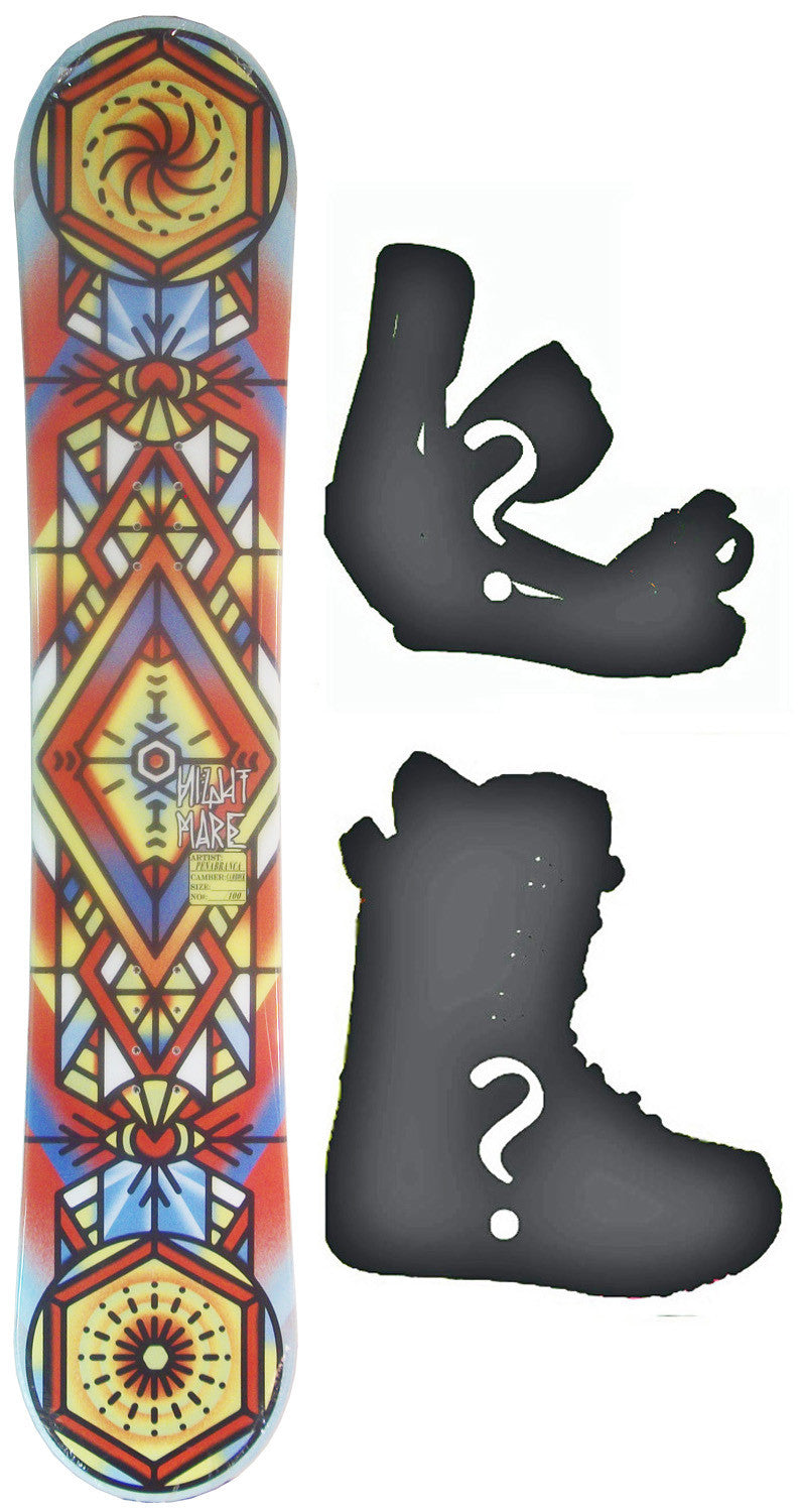 150cm  Nightmare Illuminati W-Rocker Snowboard, Build a Package with Boots and Bindings
