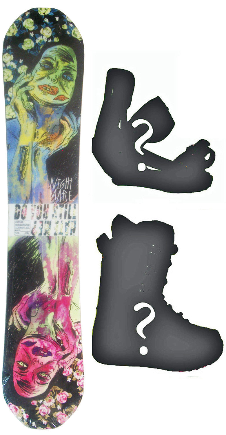 156cm  Nightmare Zombie Flat Rocker Snowboard, Build a Package with Boots and Bindings
