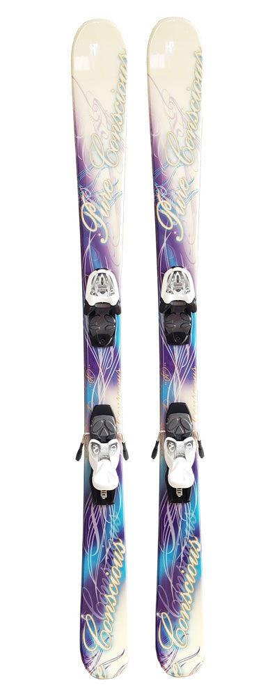 130cm LCV Pure Conscious Blue Skis with Marker 4.5 Junior Bindings Package