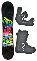 120cm SLQ Champ W-Camber Kids Blem Snowboard Package With Boots And Bindings.
