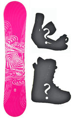 140cm SLQ Why Pink Rocker Blem Womens Snowboard, Build a Package with Boots and Bindings.