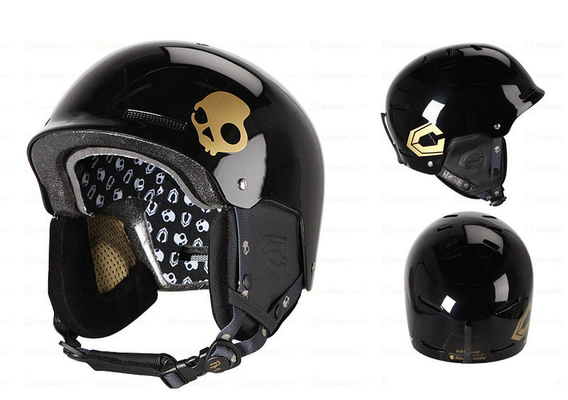 capix monster snowboard helmet Capix Pat Milberry Skullcandy Helmet Black Gold snowboard, skate, wake