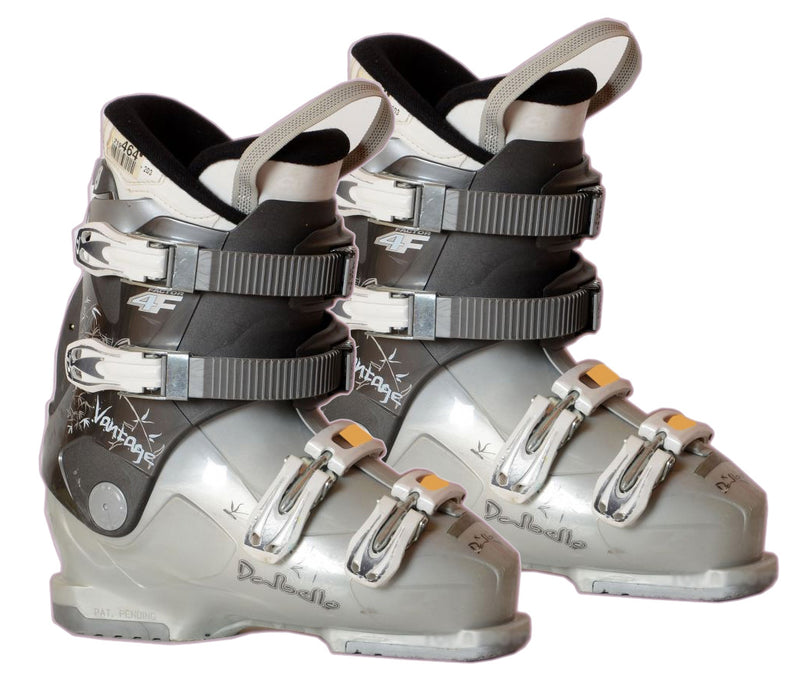 Dalbello Womens 4F Floral Ski Boots White Grey Org Used Mondo 24.5 = Girls 6.5 or Women 7.5.