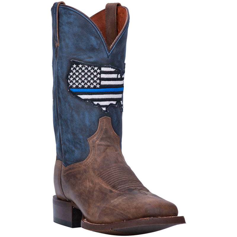$220 Dan Post Men's 7.5 Thin Blue Line USA Flag Patch Cowboy Boots AR123 NEW