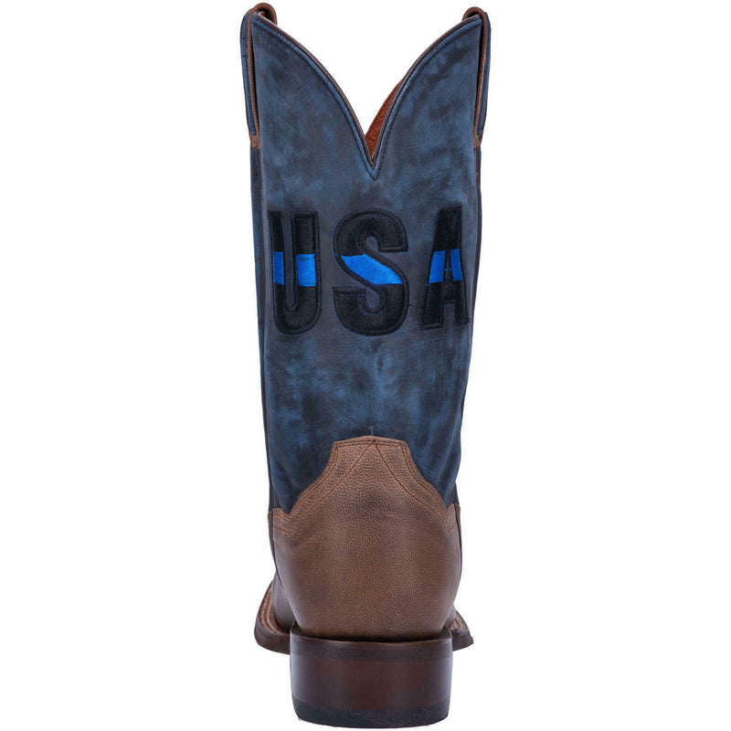 $220 Dan Post Men's 7.5 Thin Blue Line USA Flag Patch Cowboy Boots AR123 NEW