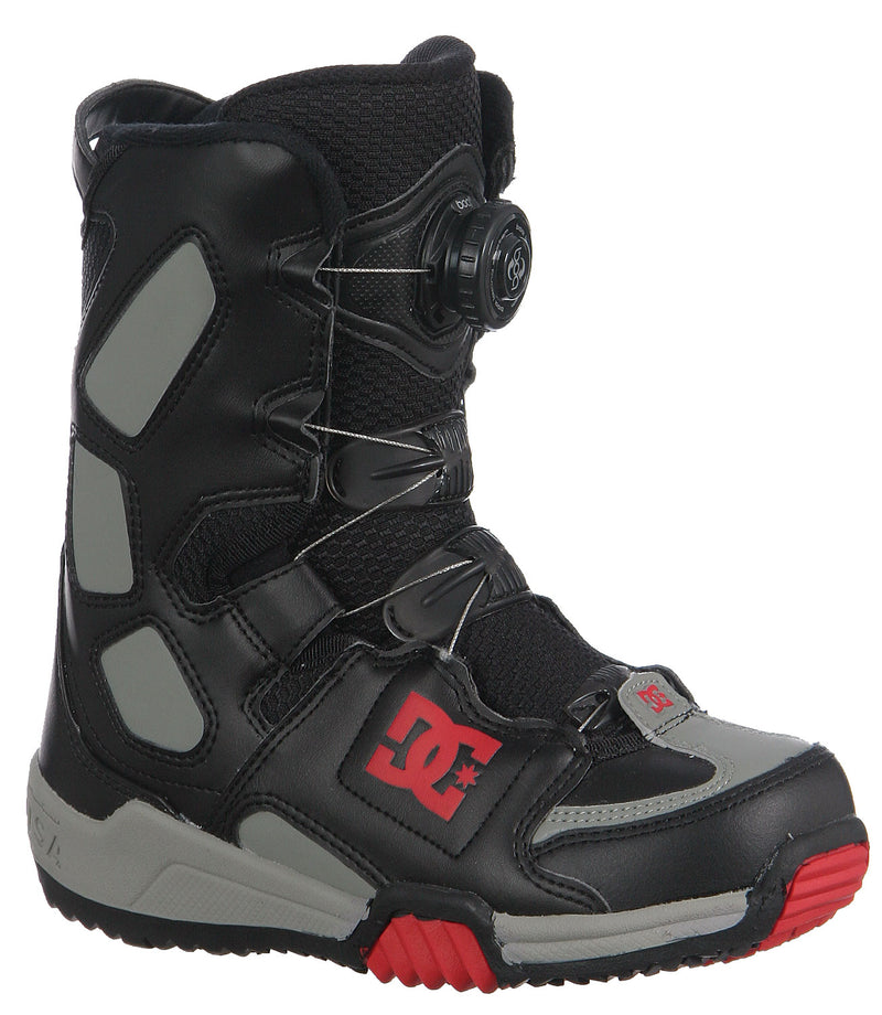 DC Scout Boa Kids USED Snowboard Boots Size 3 Black/Gray/Red