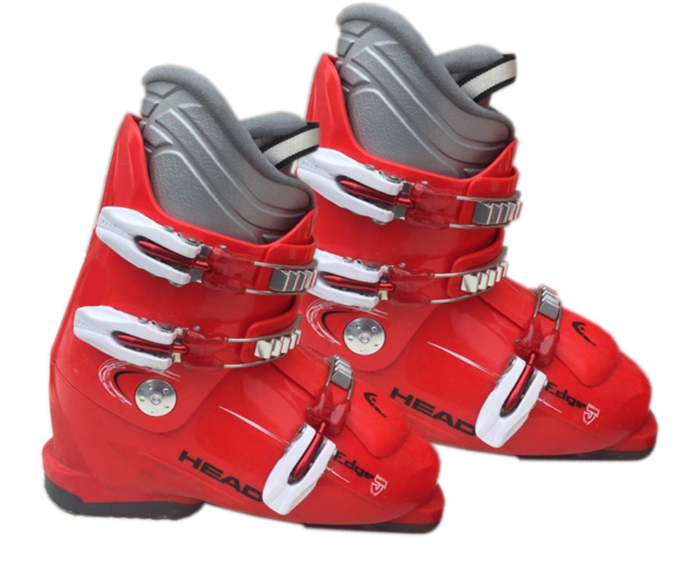 Head Edge J-3 Ski Skiing Red White Gray Boots Mondo 25.5 Men 7.5 or Women 8.5 Used