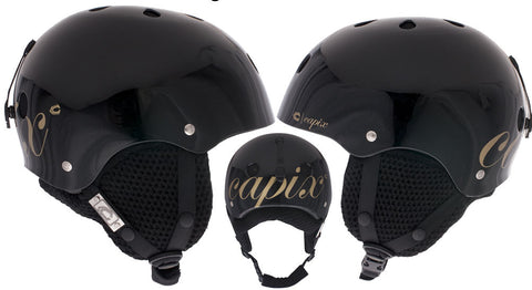 Capix Dynasty Large Womens Helmet Black Gold snowboard ski, skate, wake, bike