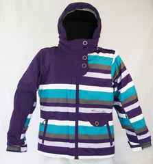M3 Jenn Girls Snowboard Ski Jacket Purple Stripe Print Medium