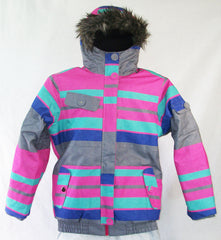 M3 Lana Girls Snowboard Ski Jacket Raspberry Stripe Print Medium