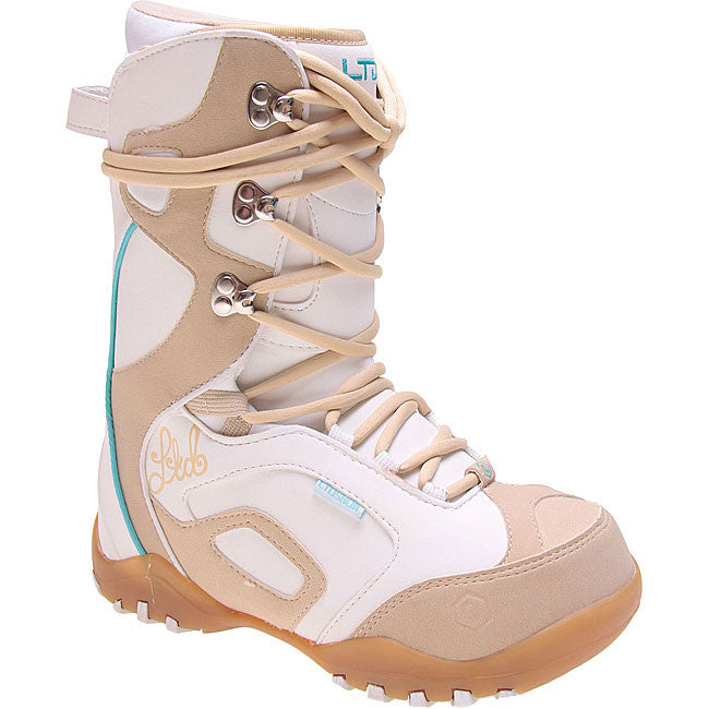 Ltd Stratus Kids Youth Snowboard Boots Size 5 White Mocha equals womens 6.5
