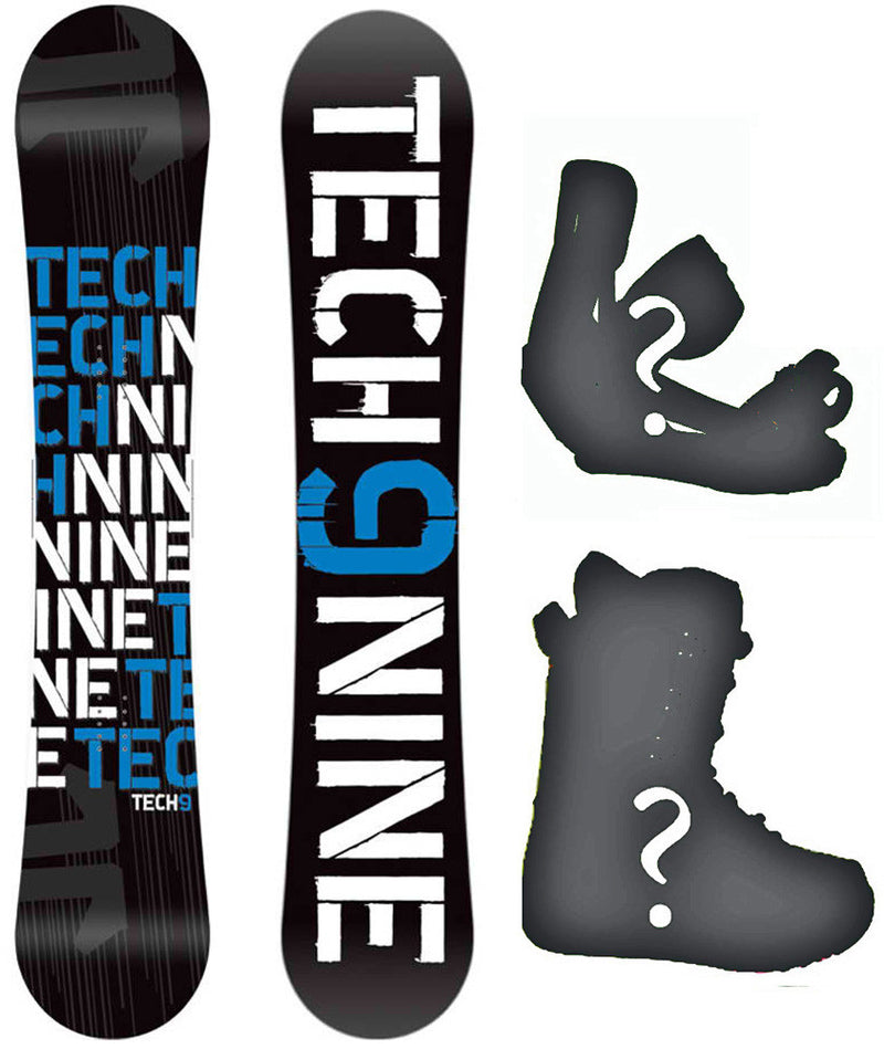 144cm, 147cm, 153cm, 156cm Technine T-Money Black-Blue Camber Rocker Combination Snowboard Package With Boots And Bindings