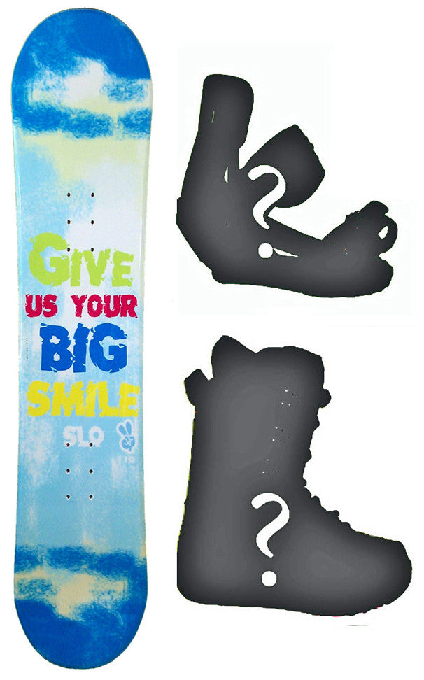110cm SLQ Big Smile Blue Camber Snowboard Package With Boots And Bindings