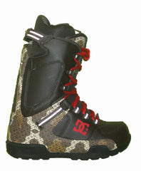 DC Park-Boot Lace Snowboard Boots Mens Size 5 equals Womens 6.5 Dark-Espresso-Athletic-Red