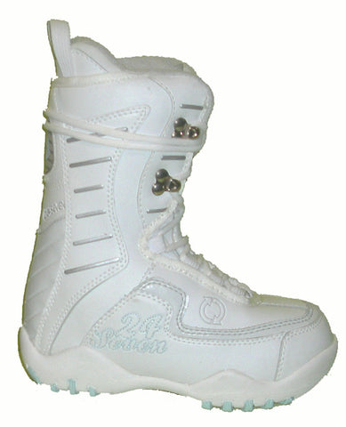 24/7 Vice Girls Lace Snowboard Boots Size 1 White Lt. Blue