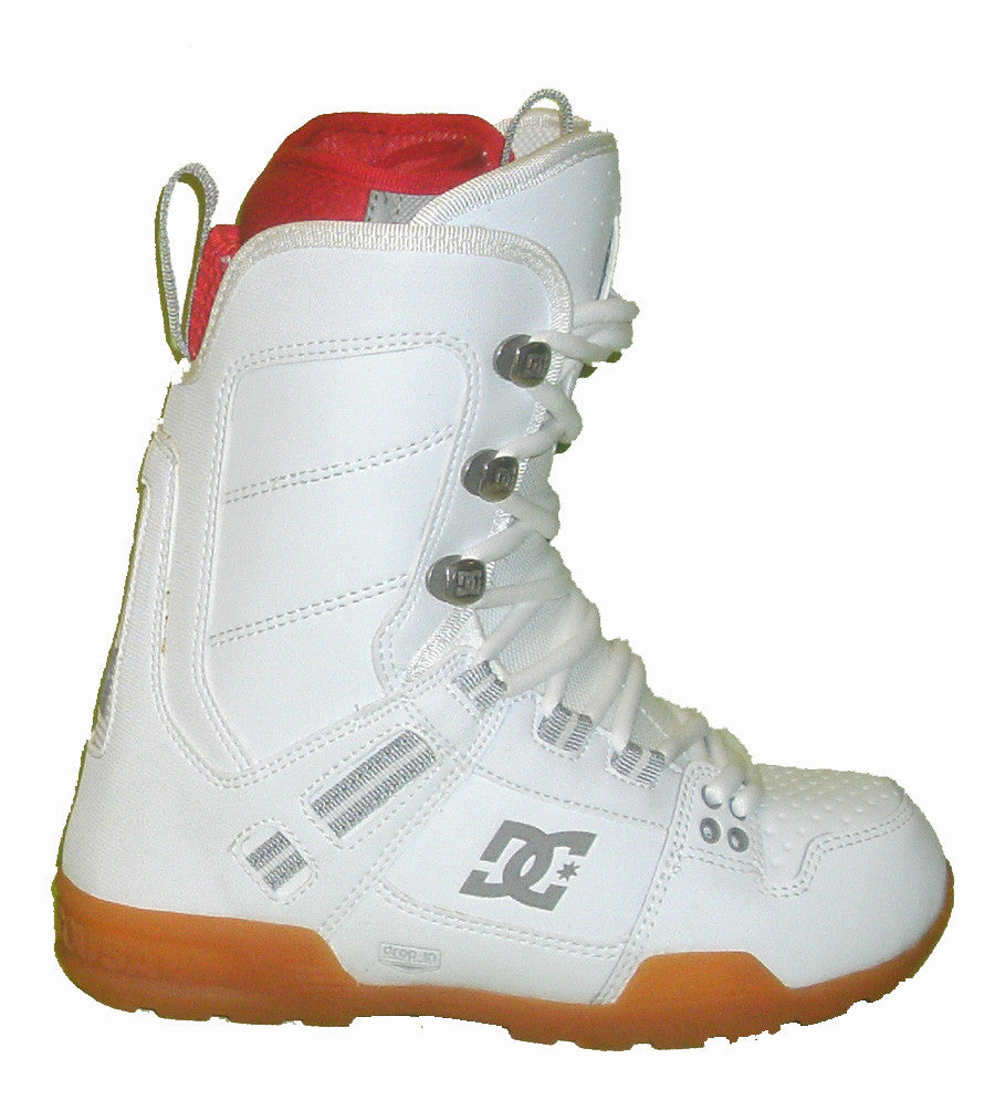 DC The-Park-Boot Lace Snowboard Boots Mens Size 5 equals Womens 6.5 White-Athletic-Red equals Kids-5-5.5