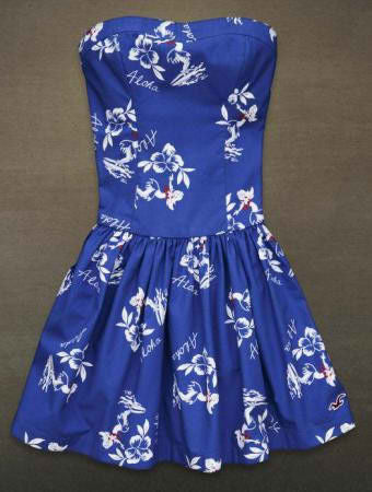 WOMENS HOLLISTER STRAPLESS DRESS BRIGHT BLUE HAWAIIAN SZ SMALL WOMENS HOLLISTER STRAPLESS DRESS BRIGHT BLUE HAWAIIAN SZ SMALL