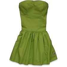 WOMENS HOLLISTER STRAPLESS DRESS POINT LOMA LIME GREEN SZ Small