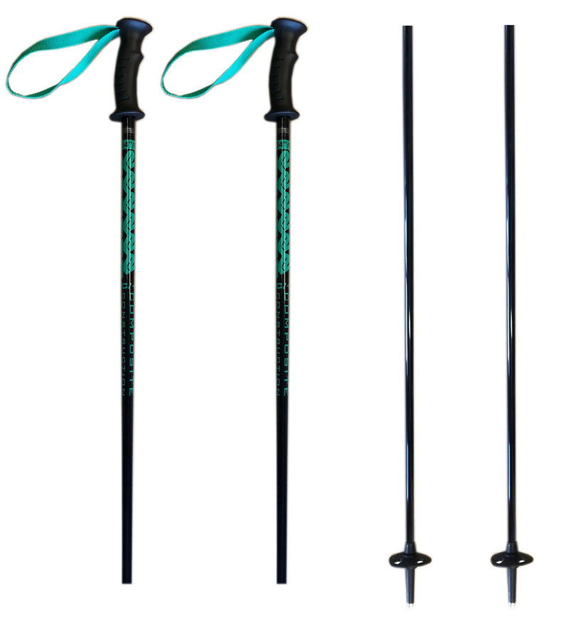 K2 Composite Power Rental Ski Poles, Ski Skiing Pole with Tab Grip, Black Green 34"  85cm