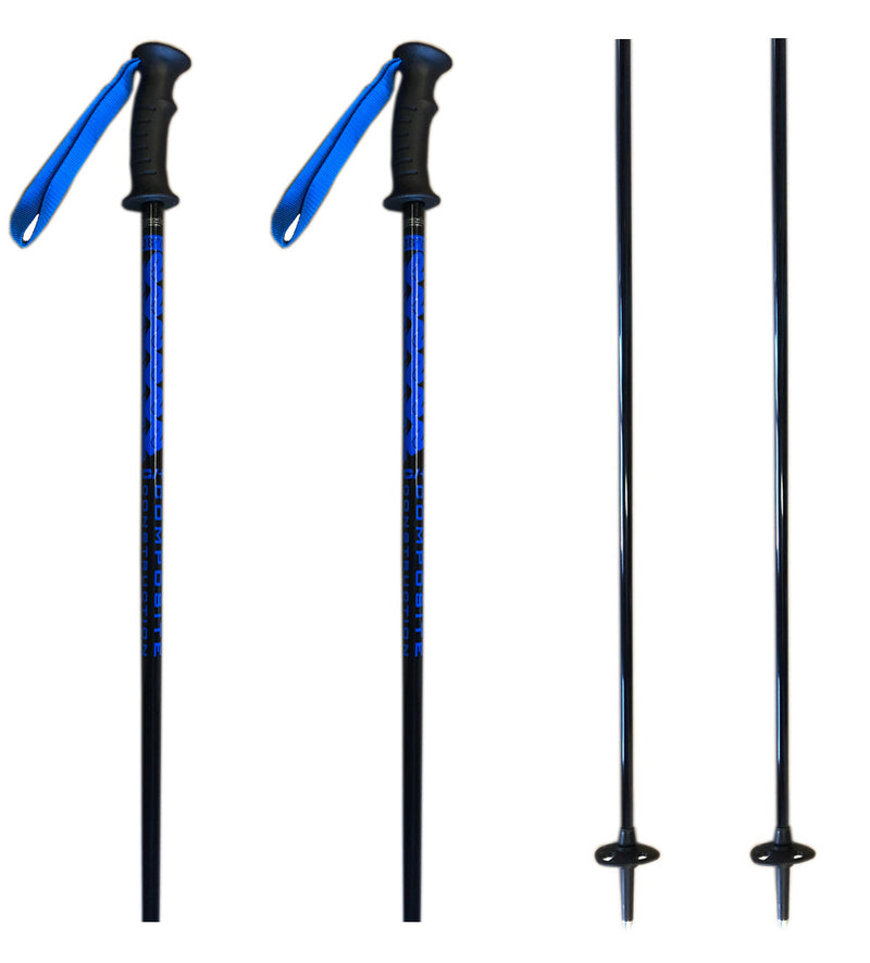 K2 Composite Power Rental Ski Poles, Ski Skiing Pole with Tab Grip, Black Blue 38" 95cm