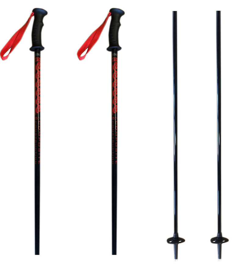 K2 Composite Power Rental Ski Poles, Ski Skiing Pole with Tab Grip, Black Red 40" 100cm