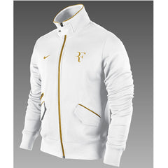 Nike Roger Federer Tennis Victory Track Warm up Jacket Wimbledon White Gold XL XXL