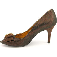 $100 NEW Nina Frosti Bronze Burnish Frosti High Heel Shoes 6 Sexy Peeptoe AR25