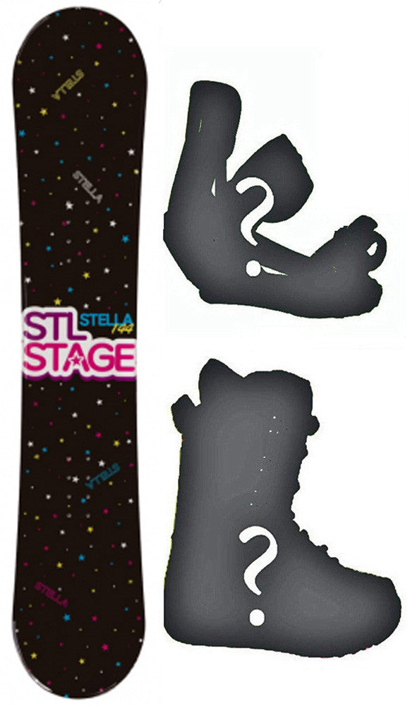 140cm Stella Stage Black Womens's Girl's Snowboard, Build a Package with Boots and Bindings.