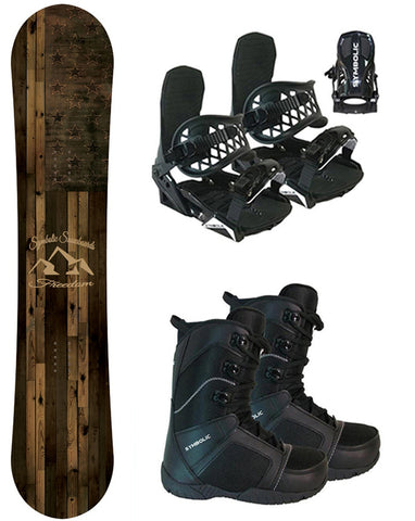 Symbolic Freedom Men's Snowboard And Bindings With Boots 3PC Complete Package